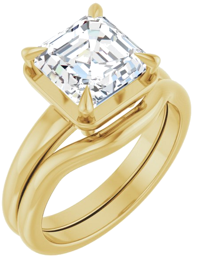 Sužadėtuvių Žiedas „Claw-Prong Solitaire Bezel-Style“ 14k yellow gold Asscher 8mm (6)