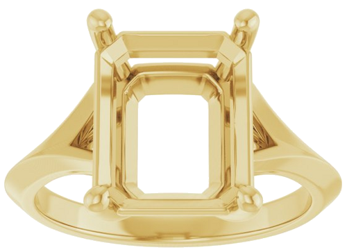 Sužadėtuvių Žiedas „Solitaire Split Shank“ 14k yellow gold Emerald 11mm x 9mm (3)