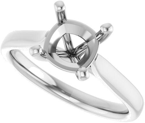 14K White 7 mm Cushion Engagement Ring Mounting (5)
