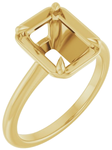 Sužadėtuvių Žiedas „Claw-Prong Solitaire Bezel-Style“ 14k yellow gold Emerald 9mm x 7mm (1)