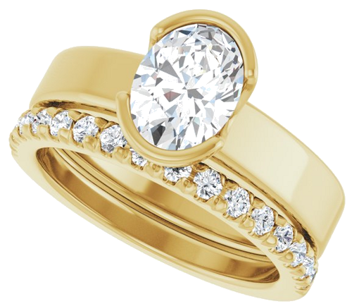 Sužadėtuvių Žiedas „Half-Bezel Solitaire“ 14k yellow gold Oval 8mm x 6mm (10)