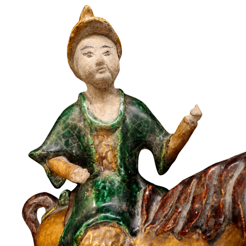 Glazūruota keraminė stogo kraigo figūra su raiteliu ant žirgo, Ming dinastija, Kinija, XIV – XVII a. (3)
