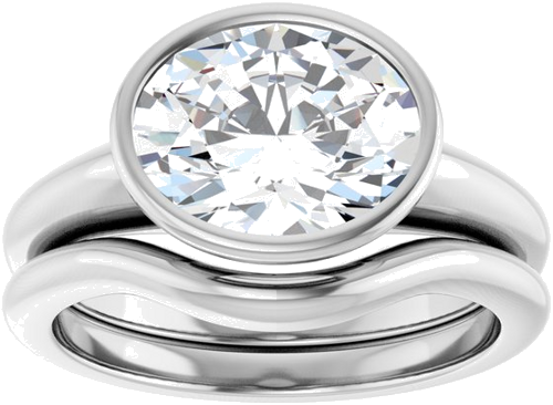 Sužadėtuvių Žiedas „Bezel-Set Solitaire“ 14k white gold Oval 10mm x 8mm (8)