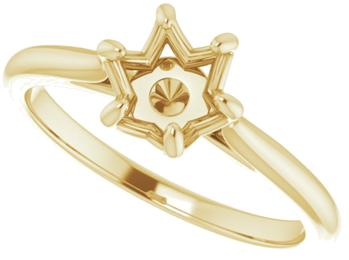 14K Yellow 6.5 mm Round Solitaire Engagement Ring Mounting (5)