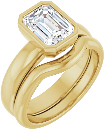 Sužadėtuvių Žiedas „Bezel-Set Solitaire“ 14k yellow gold Emerald 8mm x 6mm (6)