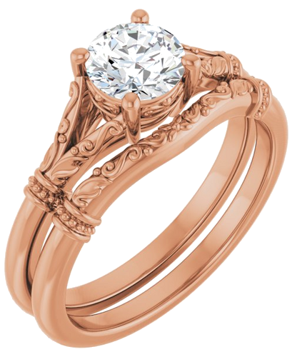 Sužadėtuvių Žiedas „Sculptural“ 14k rose gold Round 5.8mm (6)