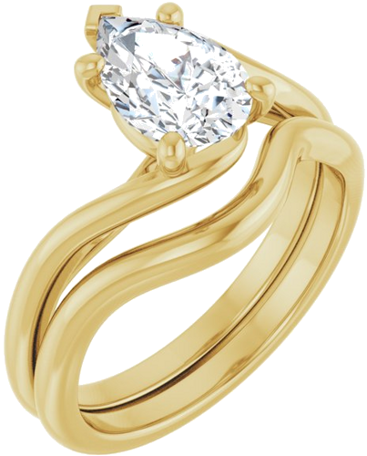 Sužadėtuvių Žiedas „Bypass“ 10k yellow gold Pear 9mm x 6mm (6)