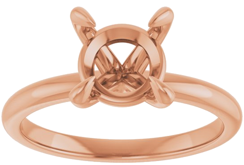 14K Rose  8 mm Round Solitaire Engagement Ring Mounting (3)