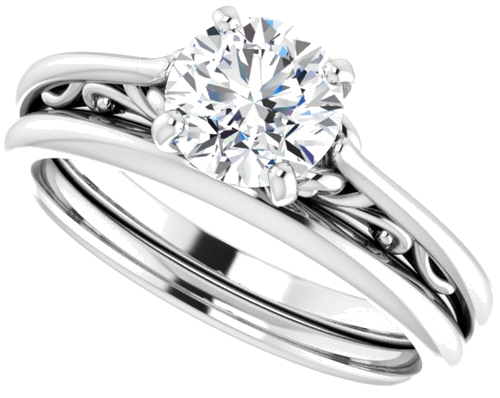 Sužadėtuvių Žiedas „Solitaire“ 585 Baltojo Aukso Round 6.5mm (15)