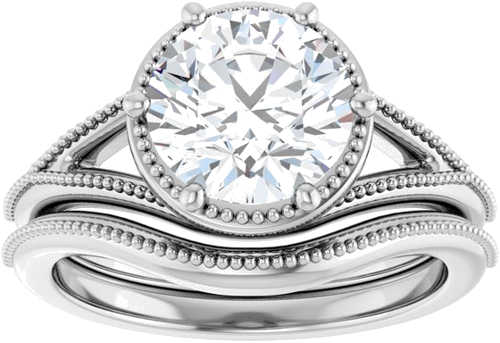 Sužadėtuvių Žiedas „Solitaire“ 14k white gold Round 8.2mm (8)