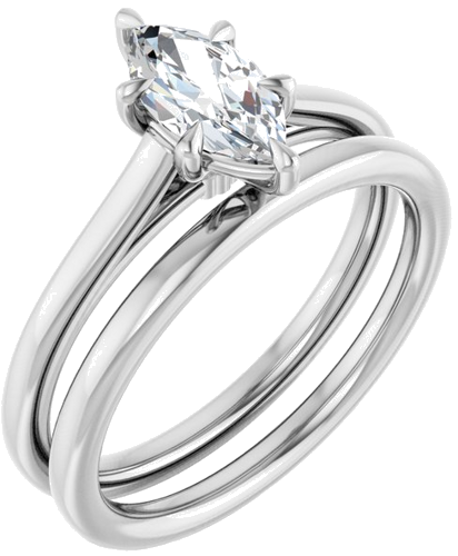 Sužadėtuvių Žiedas „Claw-Pong“ 14k white gold Marquise 8.5mm x 4.5mm (6)