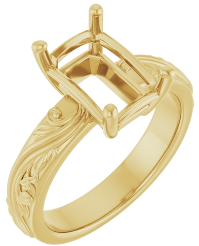 Sužadėtuvių Žiedas „Solitaire Sculptural“ 14k yellow gold Emerald 10mm x 7mm (1)