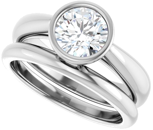 Sužadėtuvių Žiedas „Bezel-Set Solitaire“ 14k white gold Round 6.5mm (10)