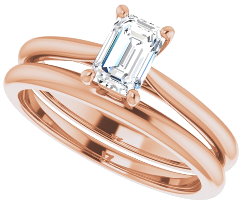 Sužadėtuvių Žiedas „Solitaire“ 14k rose gold Emerald 6mm x 4mm (10)