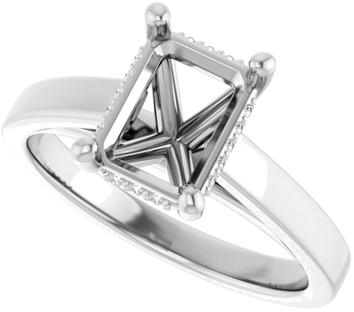 Sužadėtuvių Žiedas „Hidden Halo-Style“ 14k white gold Emerald 8mm x 6mm (5)