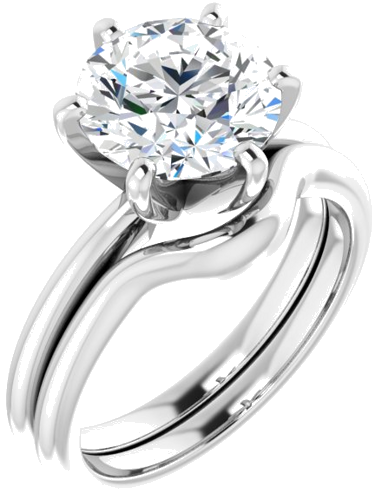 Sužadėtuvių Žiedas „Solitaire“ 585 Baltojo Aukso Round 9mm (6)