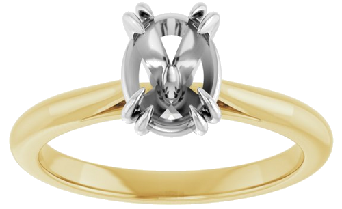 Sužadėtuvių Žiedas „Solitaire“ 585 Baltojo Ir Geltonojo Aukso Oval 8mm x 6mm (3)