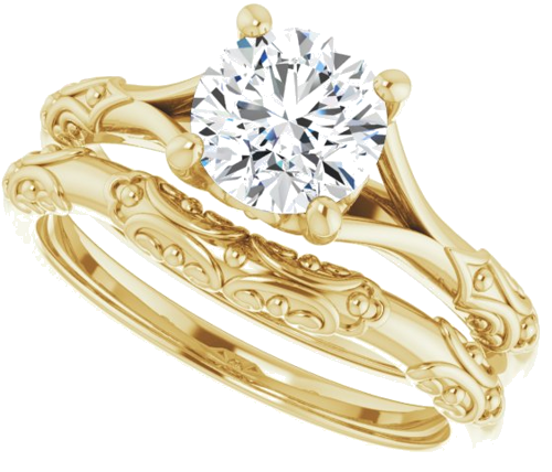 14K Yellow 6.5 mm Round Solitaire Engagement Ring Mounting (10)