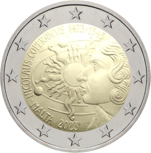 2023 Малта Николай Коперник €2 монета върху BU карта (3)