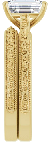 Sužadėtuvių Žiedas „Solitaire“ 585 Geltonojo Aukso Emerald 8mm x 6mm (9)