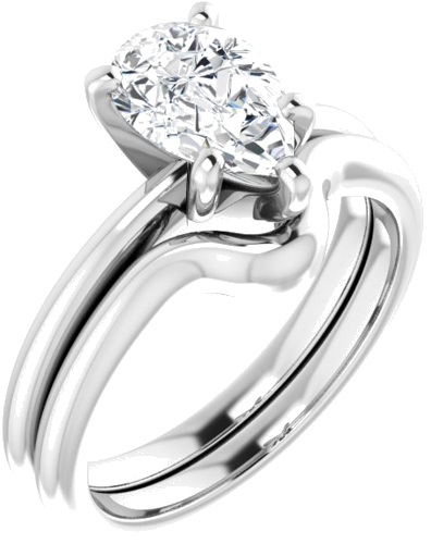 Sterling Silver  9x6 mm Pear Solitaire Engagement Ring Mounting (6)