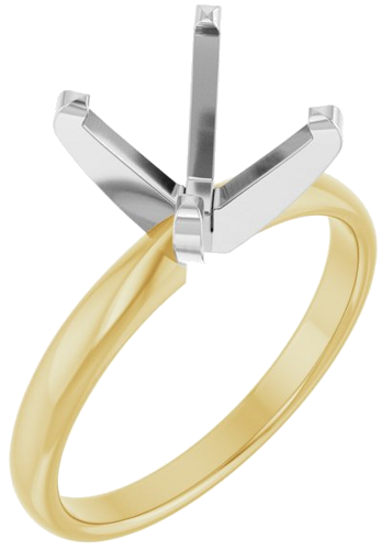 Sužadėtuvių Žiedas „Solitaire“ 14k yellow/white gold Cushion 8mm (1)