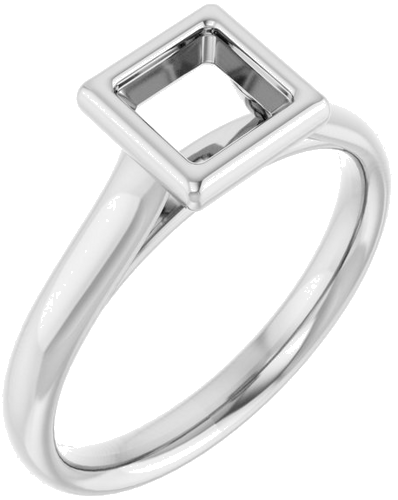 Sužadėtuvių Žiedas „Bezel-Set Solitaire“ 14k white gold Square 5mm (1)
