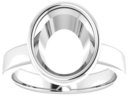 14K White 11x9 mm Oval Solitaire Engagement Ring Mounting (3)