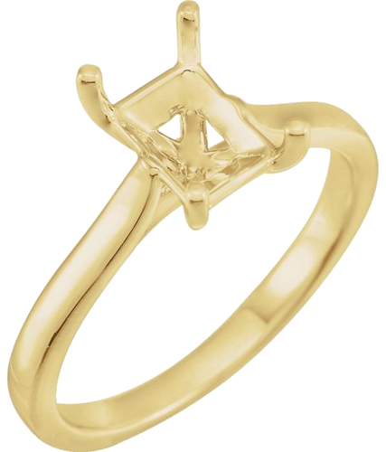 14K Yellow 7x5 mm Emerald Solitaire Engagement Ring Mounting (1)