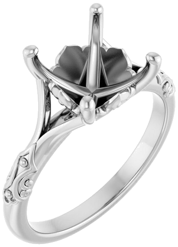 Sužadėtuvių Žiedas „Solitaire Sculptural“ 14k white gold Asscher 8mm (1)