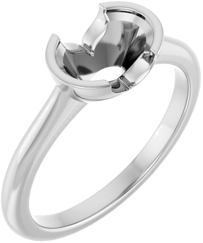 Sužadėtuvių Žiedas „Half Bezel Solitaire“ 585 Baltojo Aukso Oval 8mm x 6mm (1)