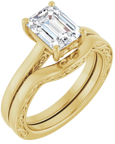 14K Yellow  8x6 mm Emerald Solitaire Engagement Ring Mounting (6)