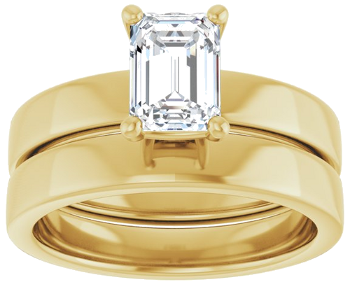 Sužadėtuvių Žiedas „Solitaire“ 585 Geltonojo Aukso Emerald 7mm x 5mm (8)