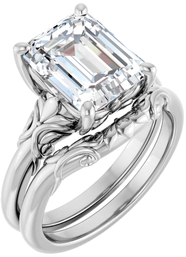 Sužadėtuvių Žiedas „Solitaire“ 14k white gold Emerald 10mm x 8mm (6)