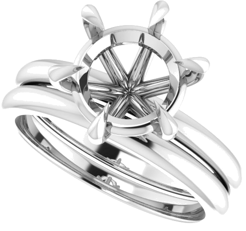 Sužadėtuvių Žiedas „Claw-Prong“ 14k white gold Round 9.4mm (10)
