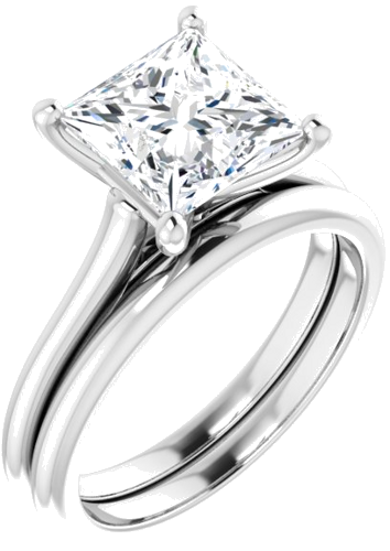 18K White 7.5 mm Square Solitaire Engagement Ring Mounting (6)