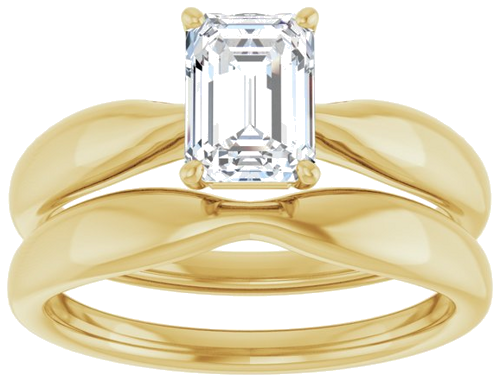 Sužadėtuvių Žiedas „Solitaire“ 585 Geltonojo Aukso Emerald 7mm x 5mm (8)