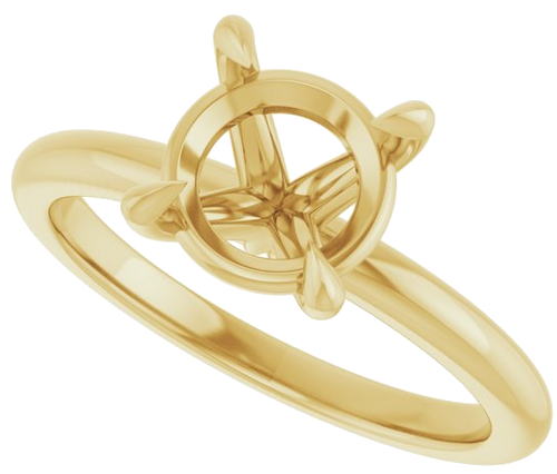 14K Yellow 8 mm Round Solitaire Engagement Ring Mounting (5)