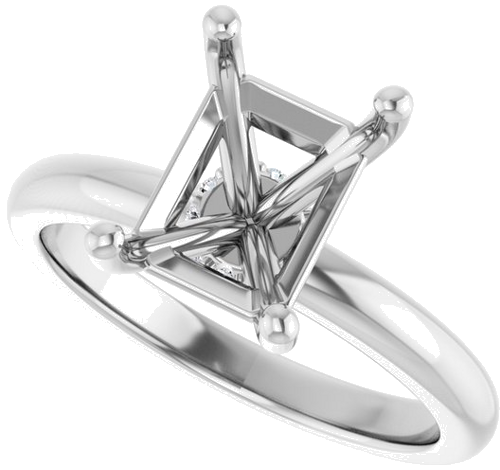 Sužadėtuvių Žiedas „Accented“ 14k white gold Emerald 9mm x 7mm (5)