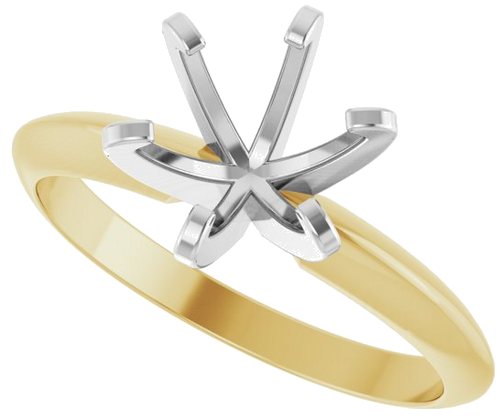 14K Yellow White 7 mm Round Engagement Ring Mounting (5)