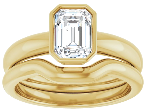 Sužadėtuvių Žiedas „Bezel-Set Solitaire“ 18k yellow gold Emerald 7mm x 5mm (8)