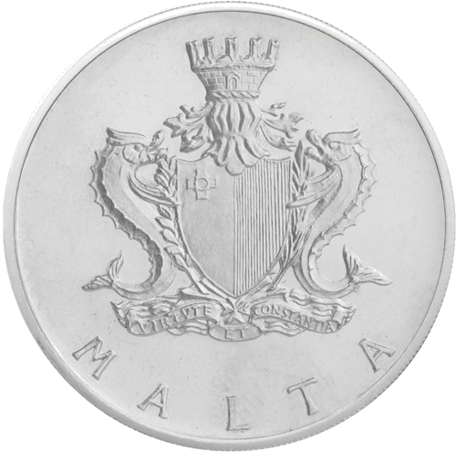 4 liros Cottonera vartai 1974 Malta sidabrinė moneta (1)