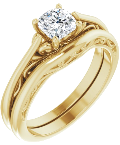 Sužadėtuvių Žiedas „Solitaire“ 14k yellow gold Cushion 5mm (6)