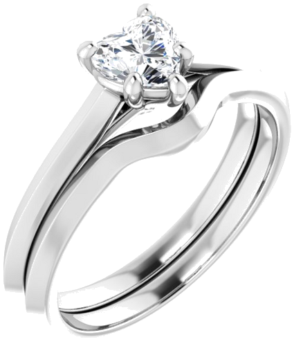 Sužadėtuvių Žiedas „Claw-Prong“ 14k white gold Heart 5mm (6)