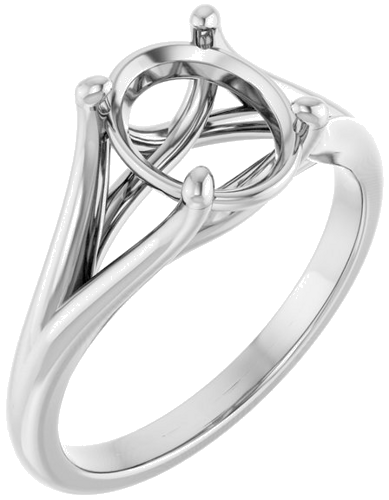 Sužadėtuvių Žiedas „Solitaire“ 14k white gold Oval 9mm x 7mm (1)