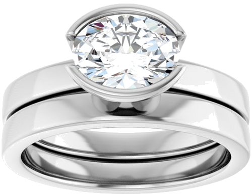 Sužadėtuvių Žiedas „Half-Bezel Solitaire“ 14k white gold Oval 8mm x 6mm (8)