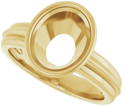 Sužadėtuvių Žiedas „Bezel-Set Solitaire“ 585 Geltonojo Aukso Oval 10mm x 8mm (5)