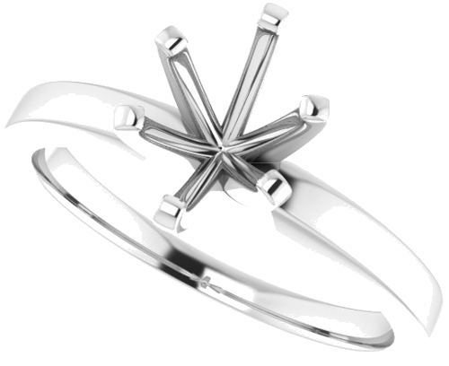 14K White 8x6 mm Oval Solitaire Engagement Ring Mounting (5)