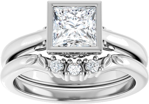 Sužadėtuvių Žiedas „Bezel-Set“ 14k white gold Square 5.5mm (8)