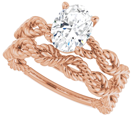 Sužadėtuvių Žiedas „Twisted Rope Solitaire“ 417 Rožinis Aukso Oval 8mm x 6mm (10)